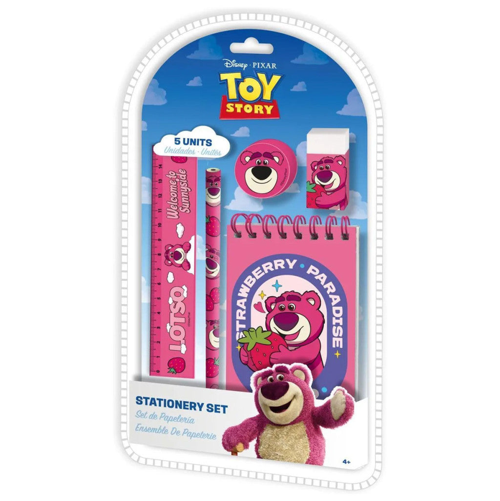 Disney Rotaļlietu stāsts Lotso zemeņu 5 daļu kancelejas piederumu komplekts