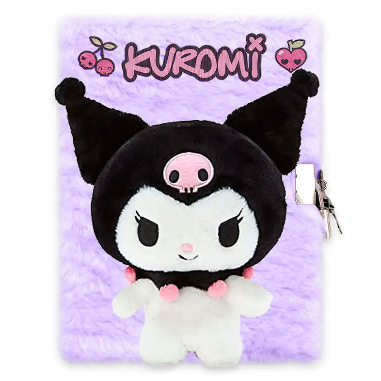 Hello Kitty Kuromi 3D plīša A5 dienasgrāmata ar slēdzamu vāku