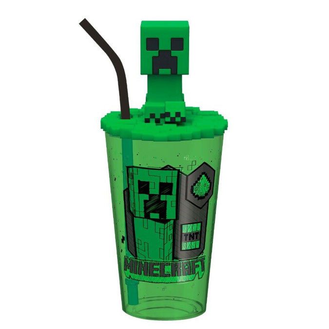 Minecraft zaļa plastmasas 3D salmiņu krūze 443 ml