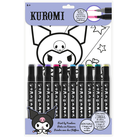 Hello Kitty Kuromi krāsojamā grāmata pēc skaitļiem