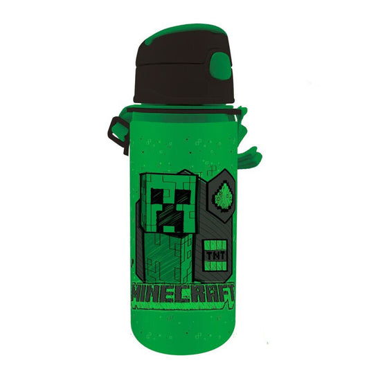 Minecraft zaļa alumīnija pudele ar āķi 600 ml