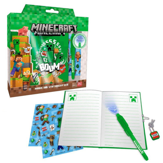 Minecraft Boom dienasgrāmata + burvju pildspalvu komplekts