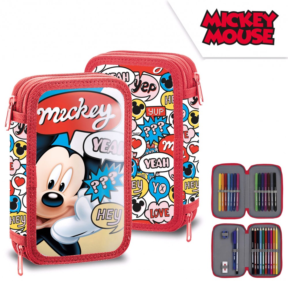 Disney Mikija pildītais zīmuļu maciņš ar 2 līmeņiem