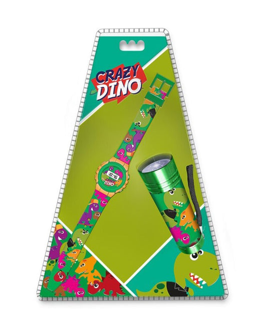 Dinosaur Crazy digitālais pulkstenis + lukturītis komplektā