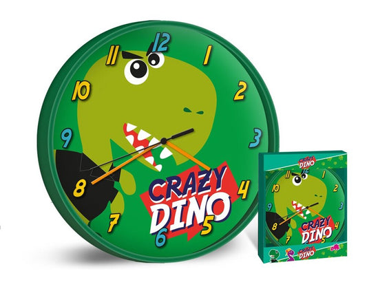 Sienas pulkstenis "Dinozaurs" ar zaļu rakstu, 25 cm