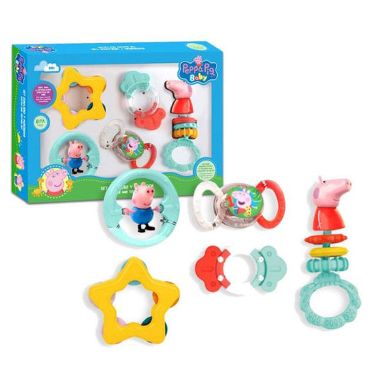 Peppa Pig Fun bērnu grabulīšu un graužamo rotaļlietu komplekts, 5 gab.