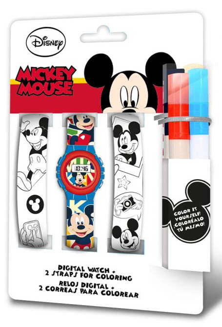 Disney Mikija jautrības digitālais pulkstenis + krāsojama pulksteņa siksniņas komplekts