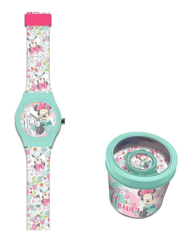 Disney Minnie Flower analogais pulkstenis metāla kastītē