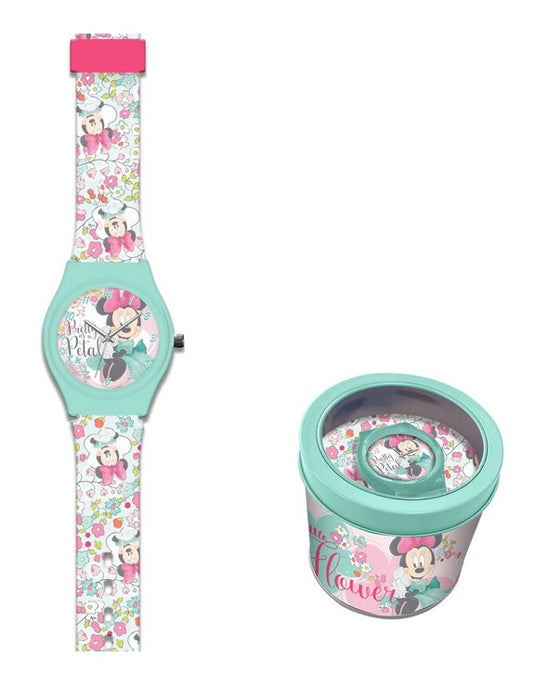 Disney Minnie Flower analogais pulkstenis metāla kastītē