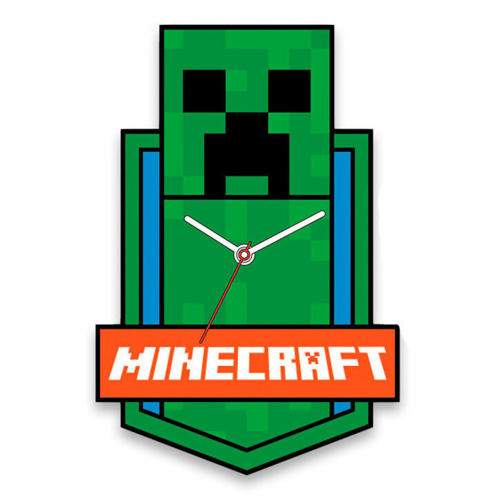 Minecraft zaļš XL sienas pulkstenis 50 cm