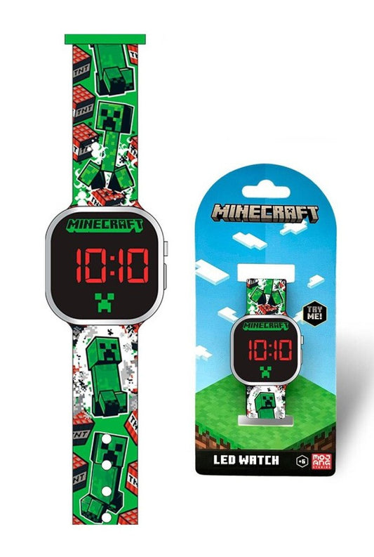 Minecraft zaļš digitālais LED pulkstenis