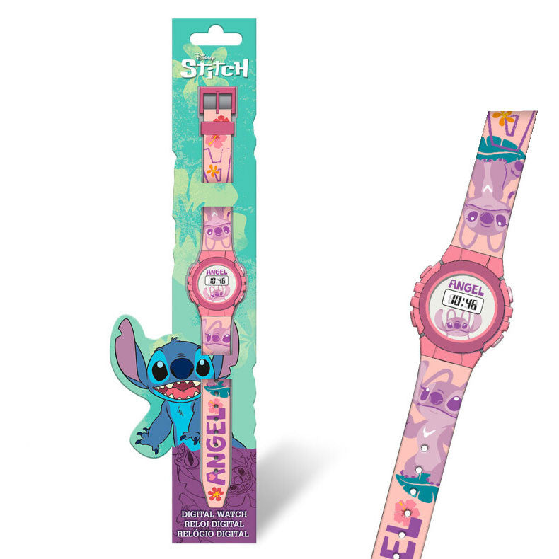 Disney Lilo un Stitch rozā eņģeļa digitālais pulkstenis