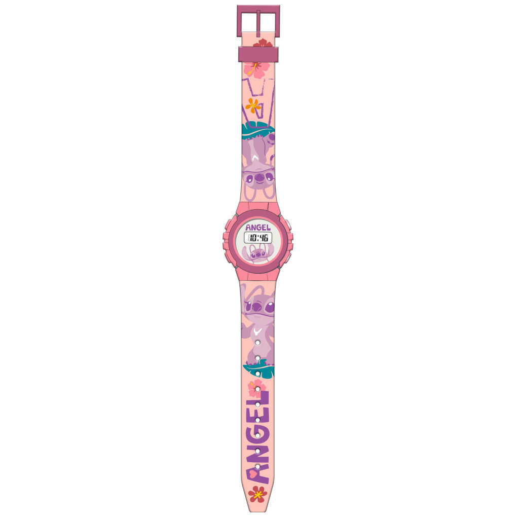 Disney Lilo un Stitch rozā eņģeļa digitālais pulkstenis