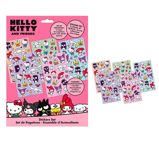 Hello Kitty draugu uzlīmju komplekts 5 lapas