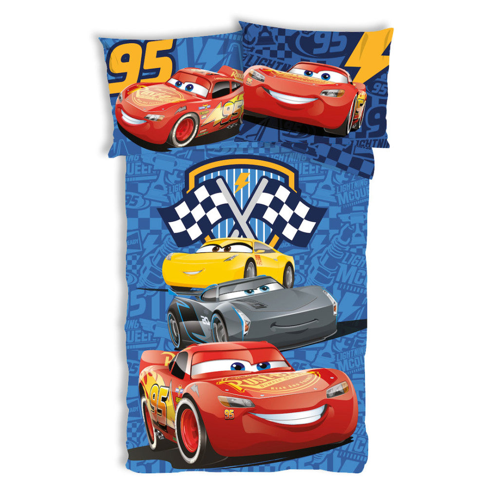Disney Cars Track Stars bērnu gultasveļas komplekts 100–135 cm, 40–60 cm