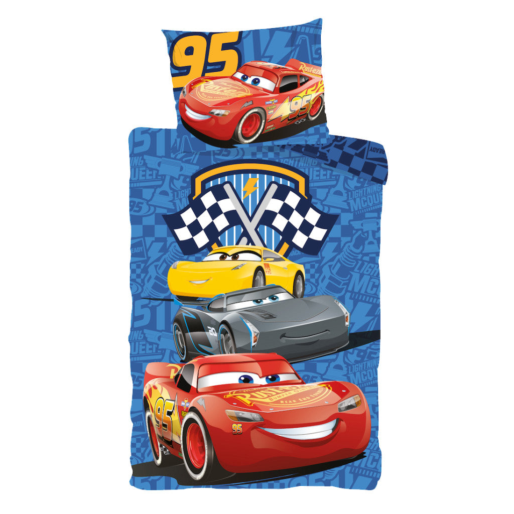 Disney Cars Track Stars bērnu gultasveļas komplekts 100–135 cm, 40–60 cm
