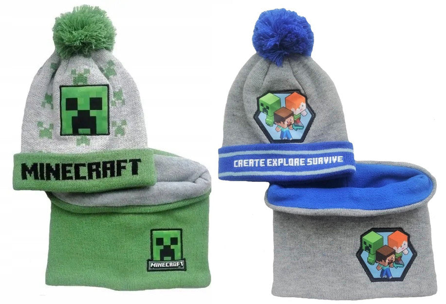 Minecraft bērnu cepures + kaklarotas komplekts 52-54 cm
