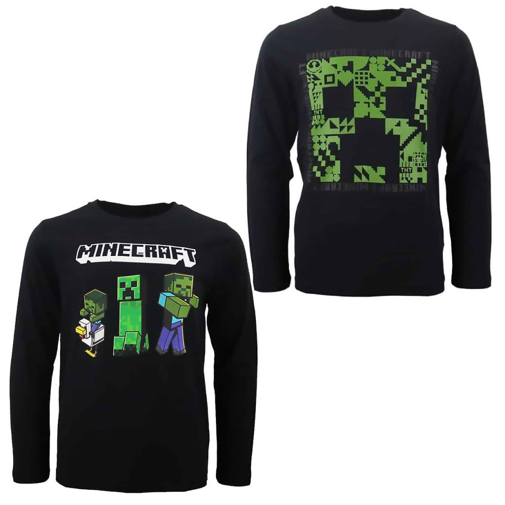 Minecraft tumšs bērnu krekls ar garām piedurknēm, topiņš 8-12 gadi