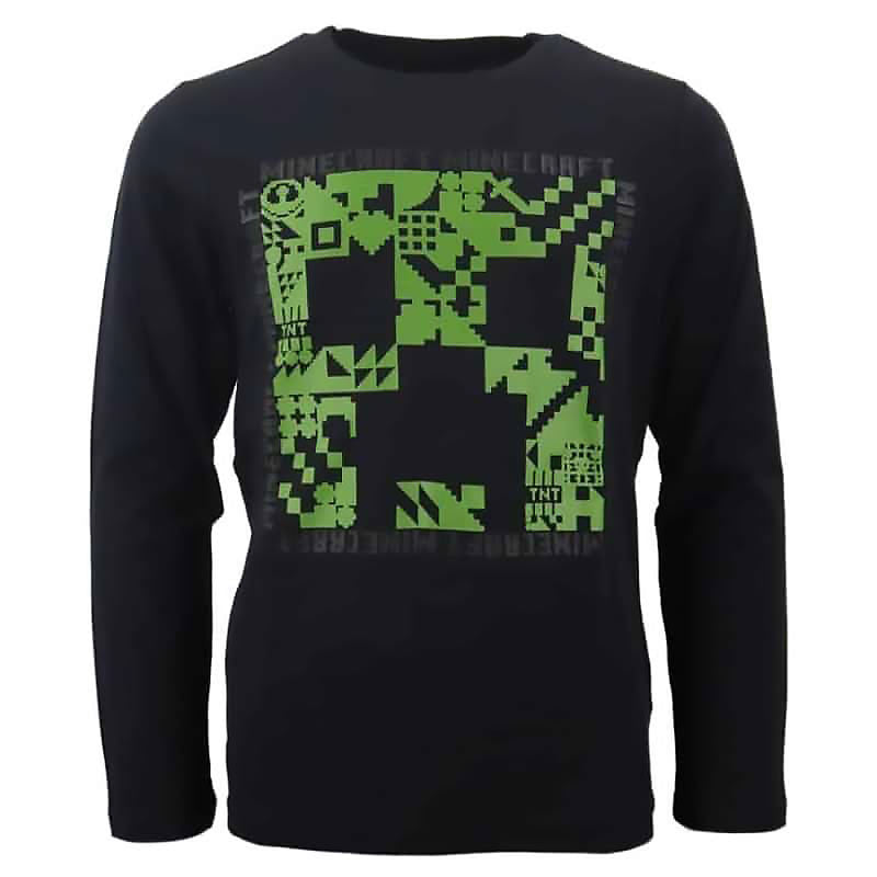Minecraft tumšs bērnu krekls ar garām piedurknēm, topiņš 8-12 gadi