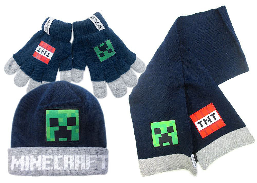 Minecraft Explosive bērnu cepures, šalles un cimdu komplekts 54-56 cm