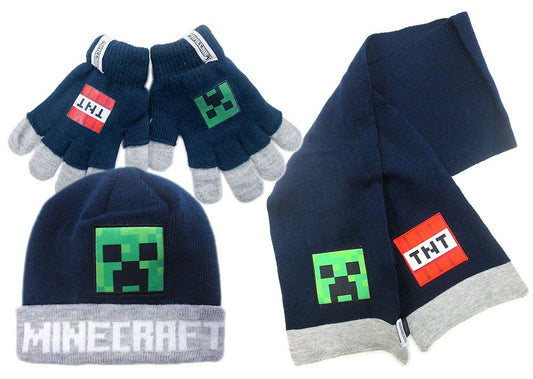 Minecraft Explosive bērnu cepures, šalles un cimdu komplekts 54-56 cm
