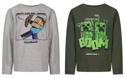 Minecraft bērnu krekls ar garām piedurknēm, tops 6-12 gadi