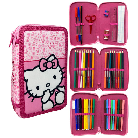 Hello Kitty Pinky pildītais zīmuļu maciņš, 3 līmeņi