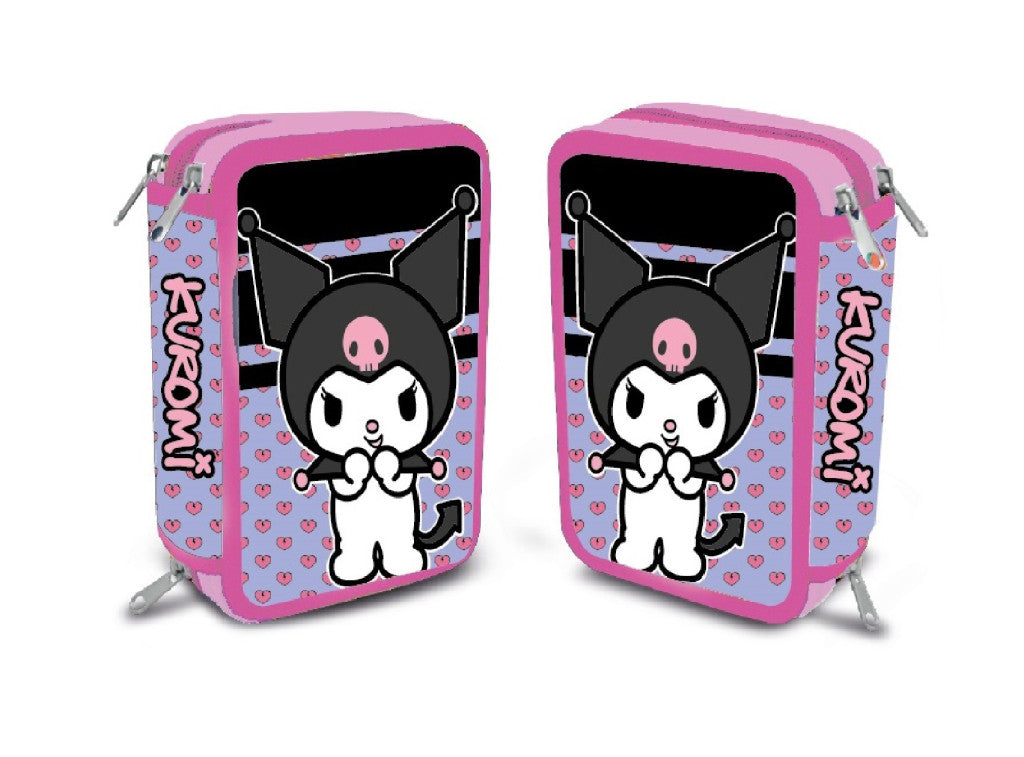 Hello Kitty Kuromi pildīts zīmuļu maciņš ar 3 slāņiem