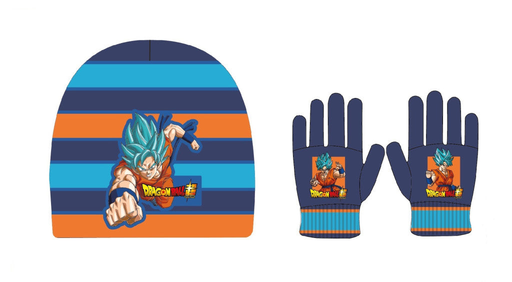 Dragon Ball Saiyan Blue bērnu cepures un cimdu komplekts