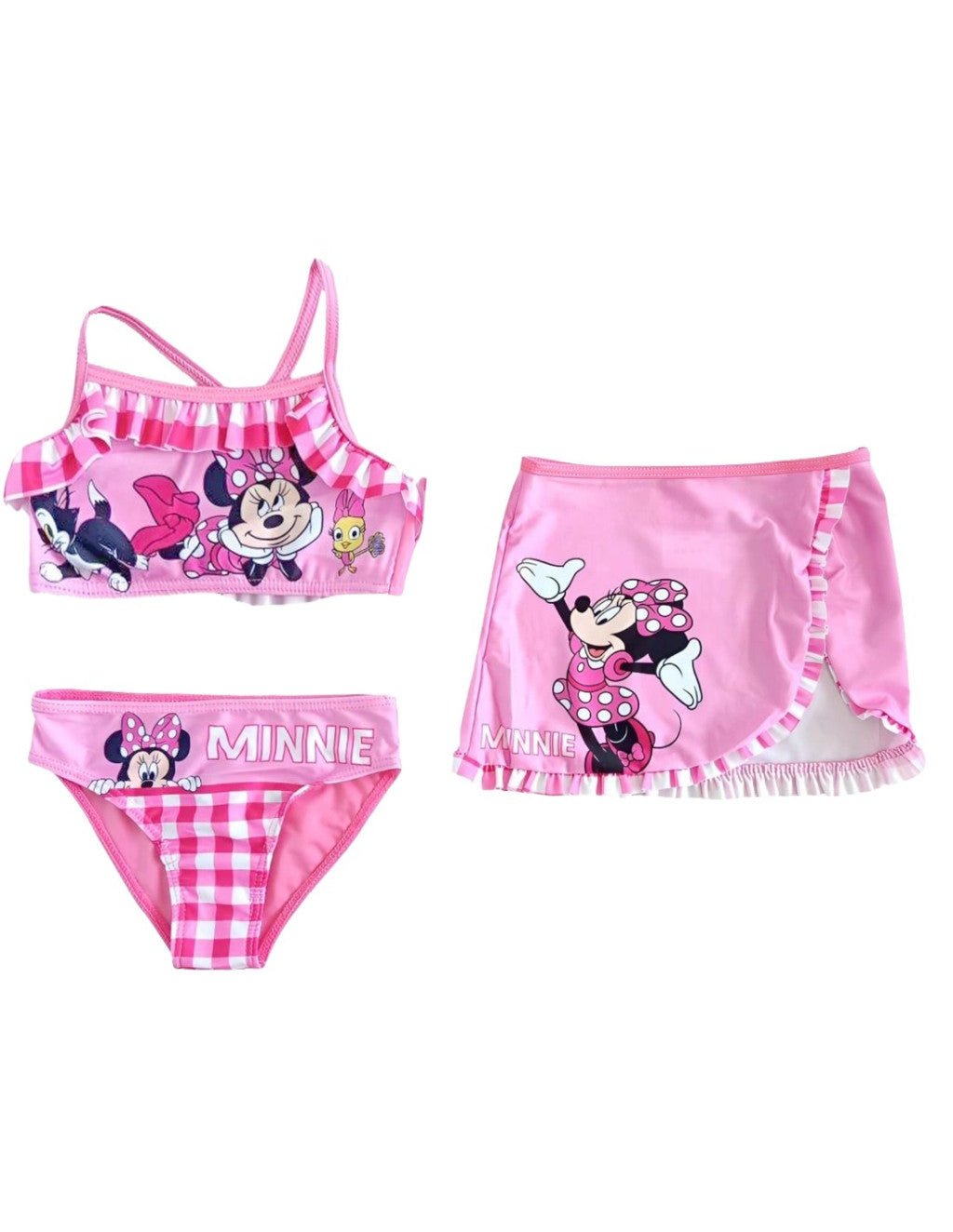 Disney Minnie rūtainais bērnu bikini un svārku komplekts 4-10 gadi