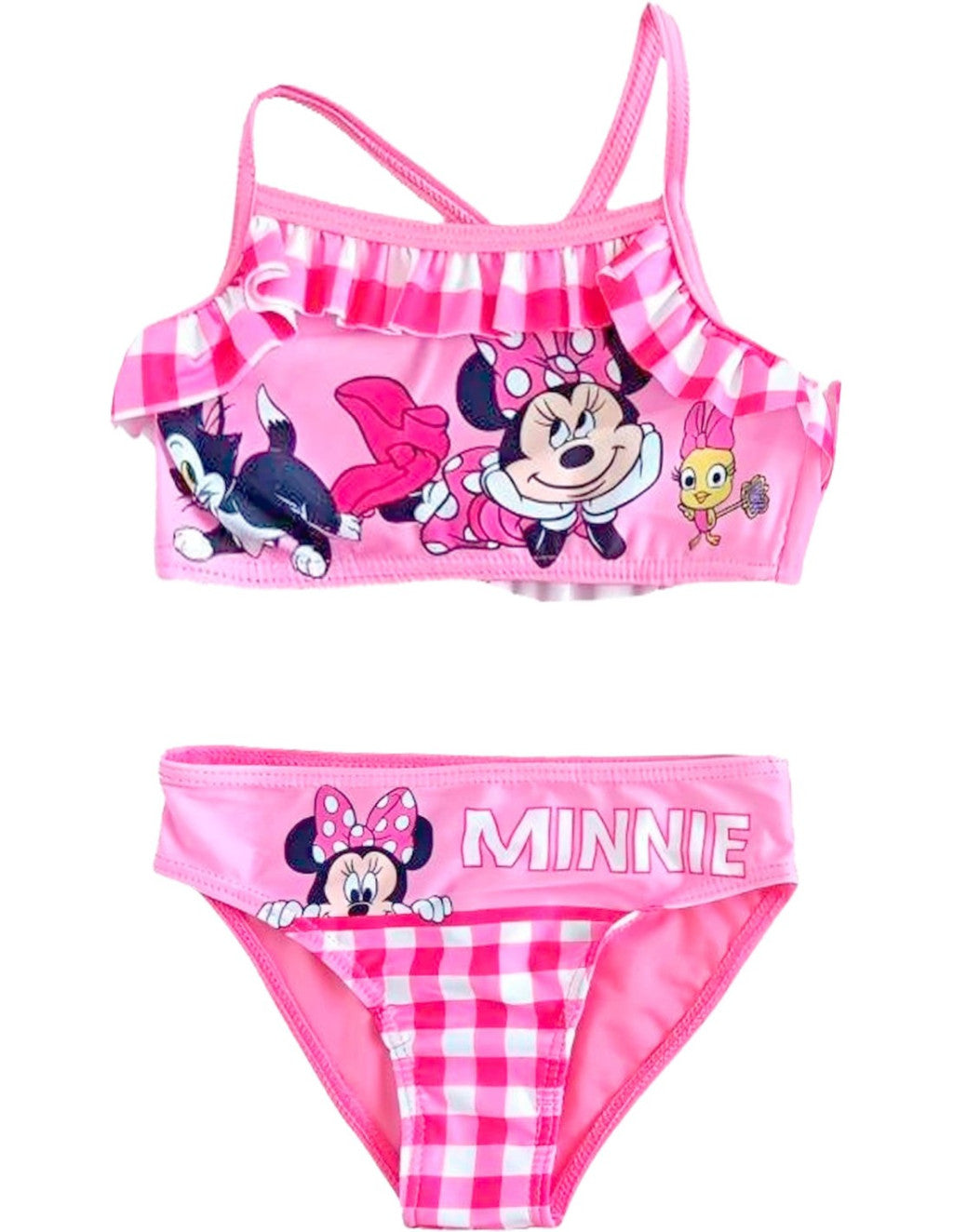 Disney Minnie rūtainais bērnu bikini un svārku komplekts 4-10 gadi