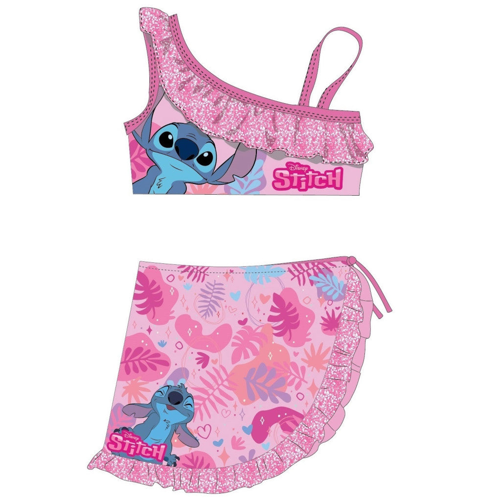 Disney Lilo un Stitch Tropic Pink bērnu bikini un sarongs komplekts 4-10 gadi