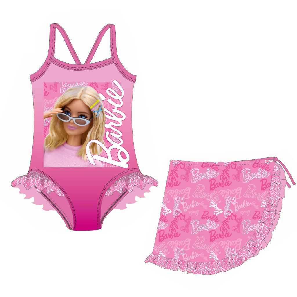 Barbie stila bērnu peldkostīma un sarongu komplekts vecumā no 3 līdz 8 gadiem