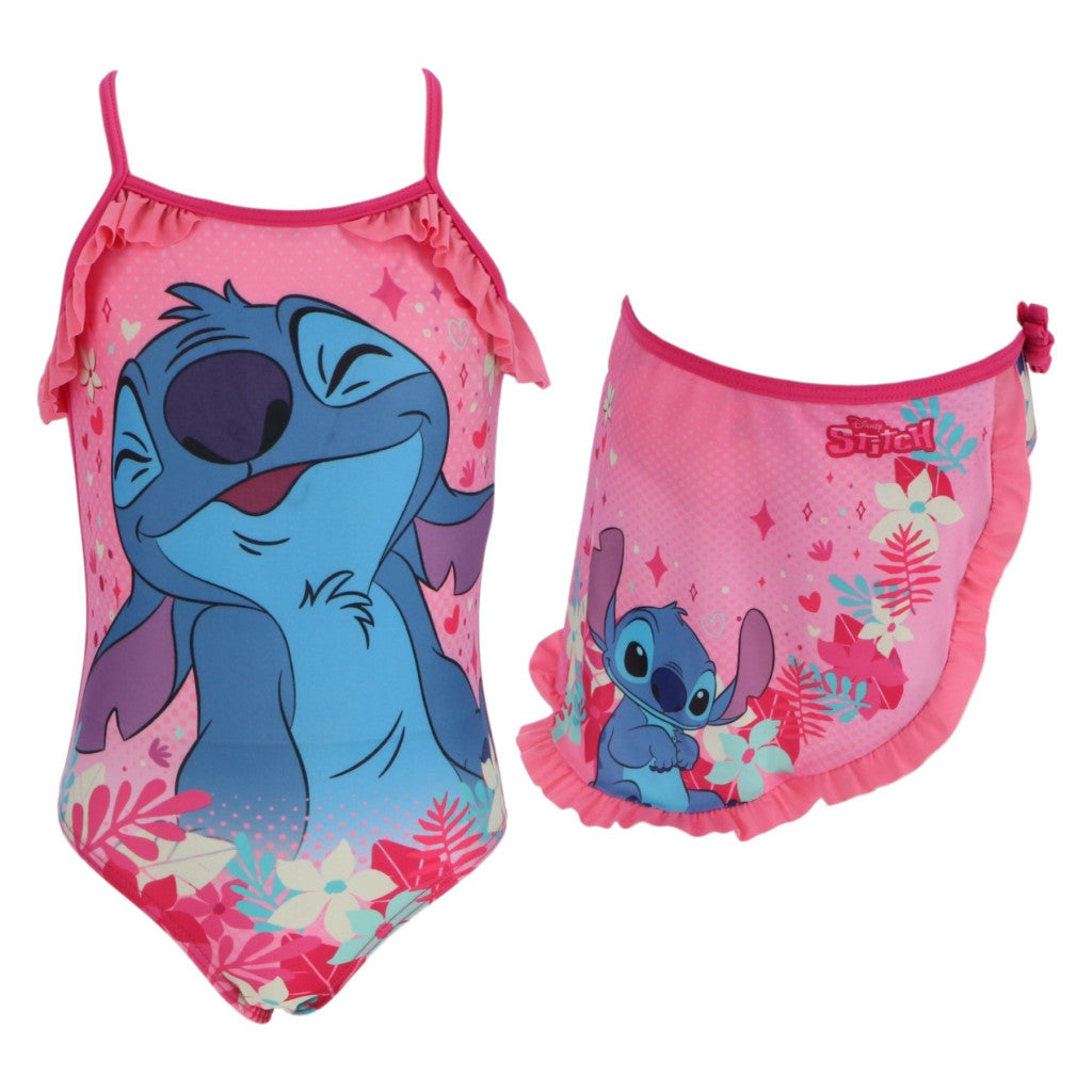 Disney Lilo un Stitch rozā bērnu peldkostīma un sarongu komplekts 3-8 gadi