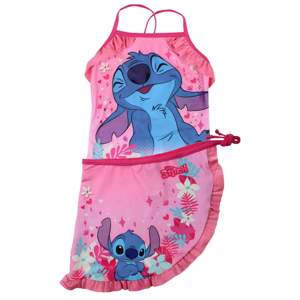 Disney Lilo un Stitch rozā bērnu peldkostīma un sarongu komplekts 3-8 gadi