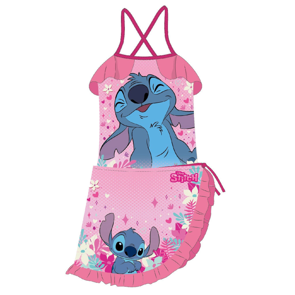 Disney Lilo un Stitch rozā bērnu peldkostīma un sarongu komplekts 3-8 gadi