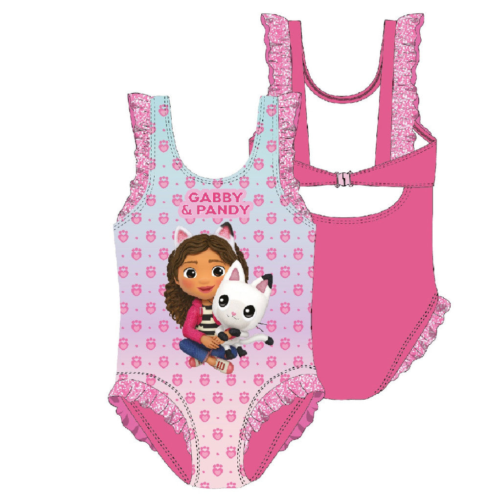 Gabby's Dollhouse Pandy bērnu peldkostīma un sarongu komplekts 3-8 gadi