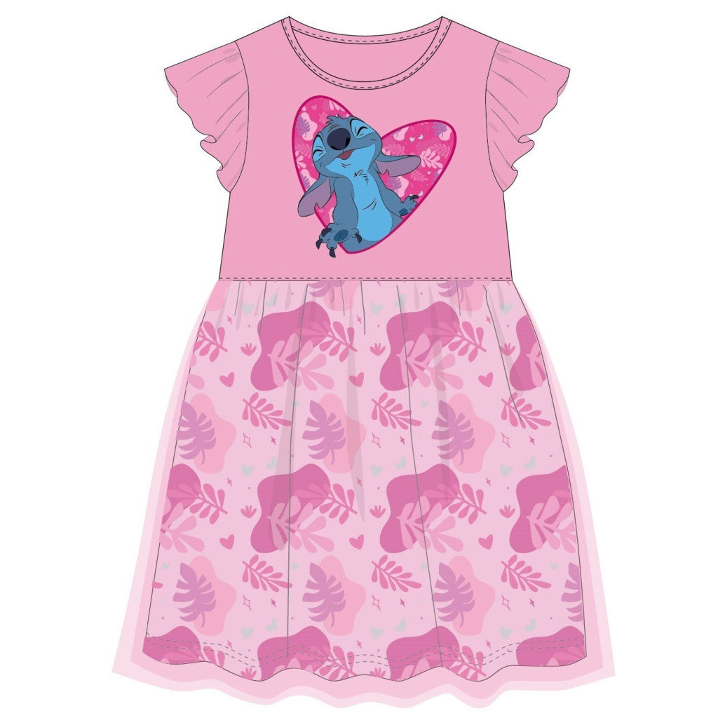 Disney Lilo un Stitch Pink Leaf bērnu vasaras kleita 2-6 gadi