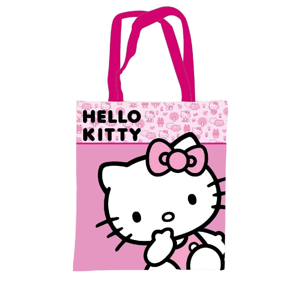 Hello Kitty rozā audekla soma, iepirkumu soma 44 cm