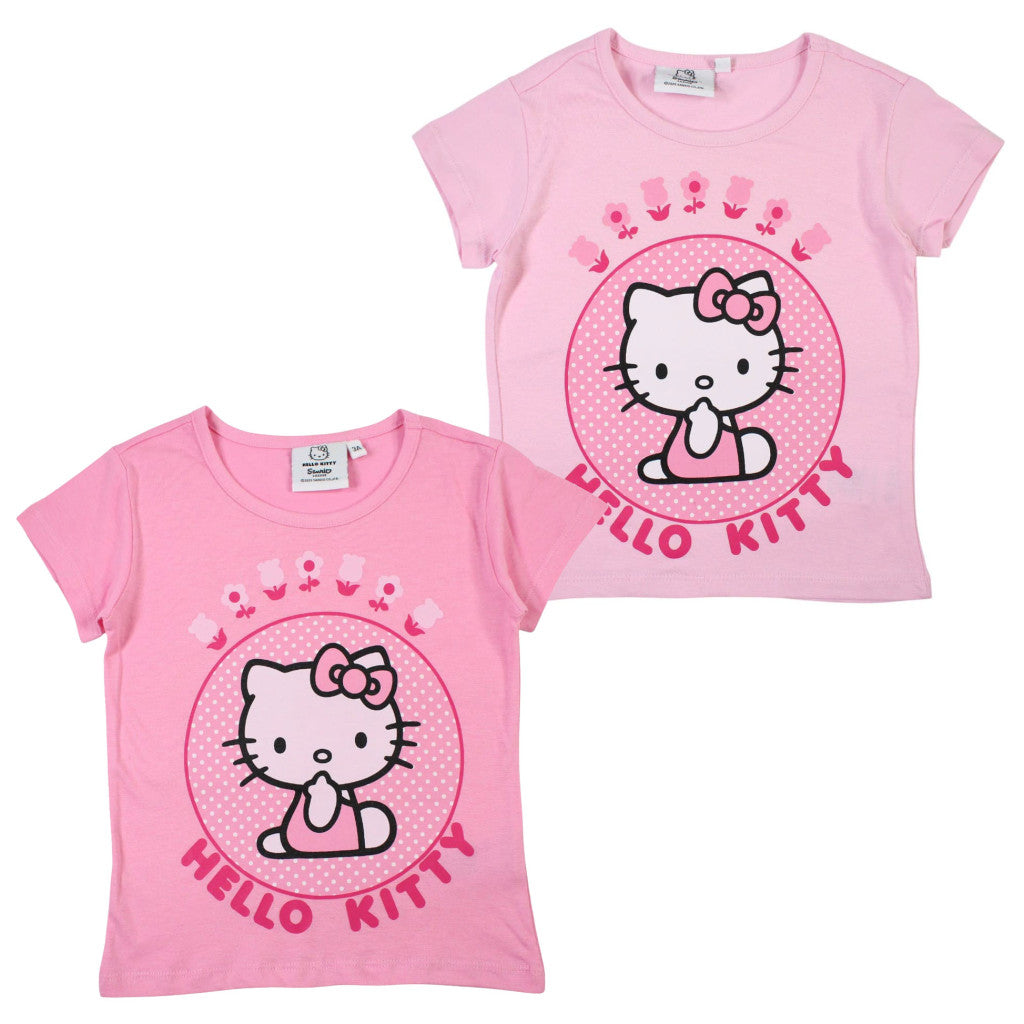 Hello Kitty rozā bērnu īsroku T-krekls, topiņš 3-8 gadi