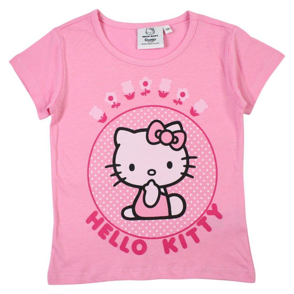 Hello Kitty rozā bērnu īsroku T-krekls, topiņš 3-8 gadi