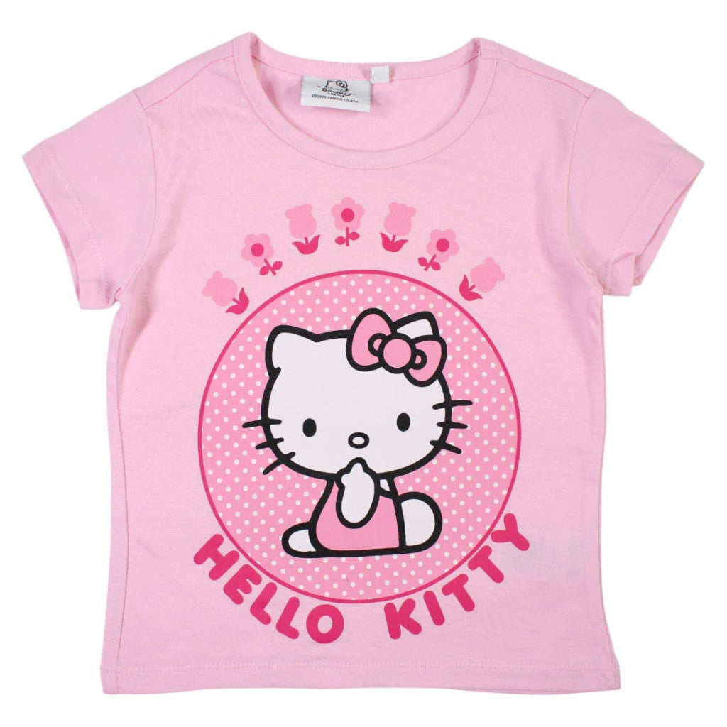 Hello Kitty rozā bērnu īsroku T-krekls, topiņš 3-8 gadi