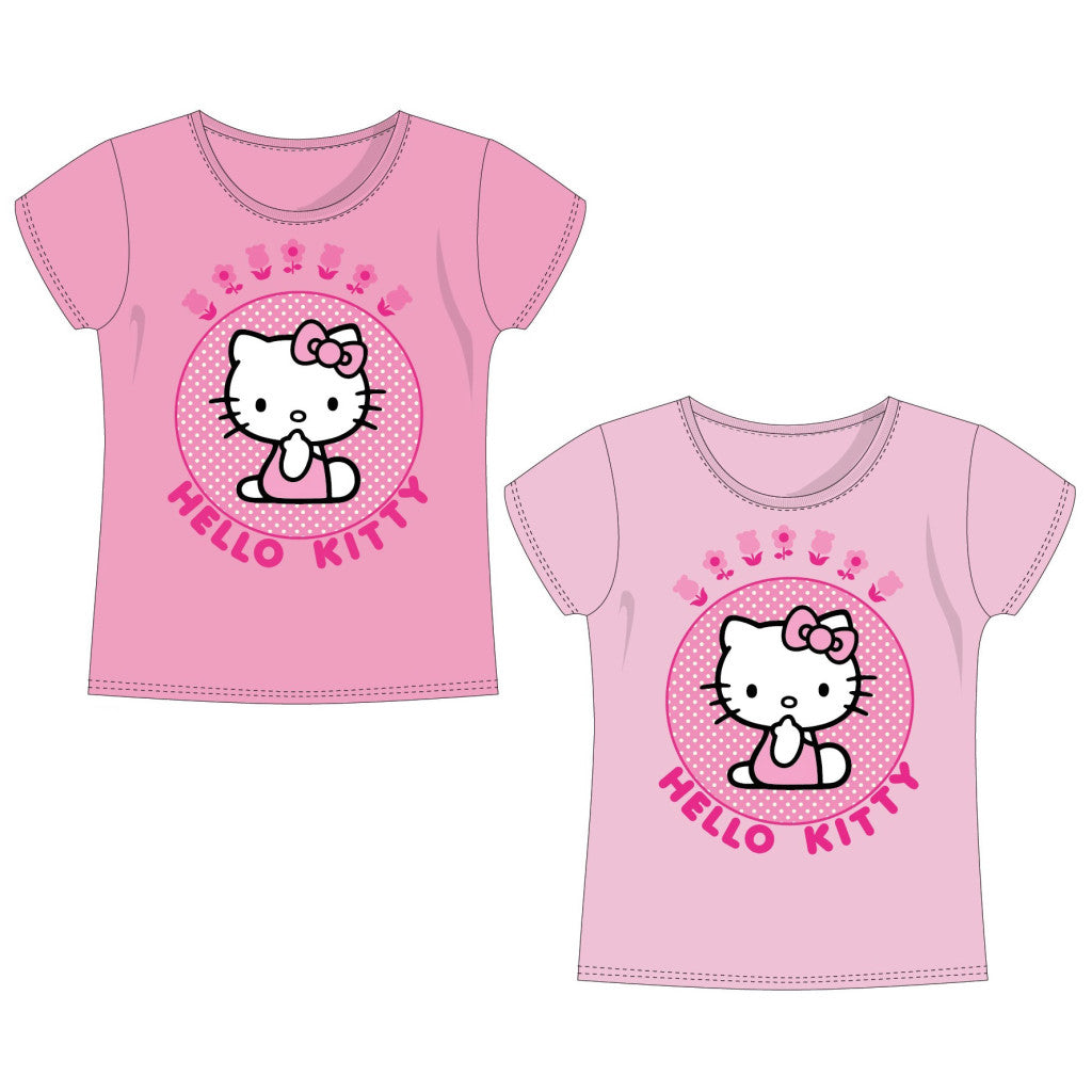 Hello Kitty rozā bērnu īsroku T-krekls, topiņš 3-8 gadi