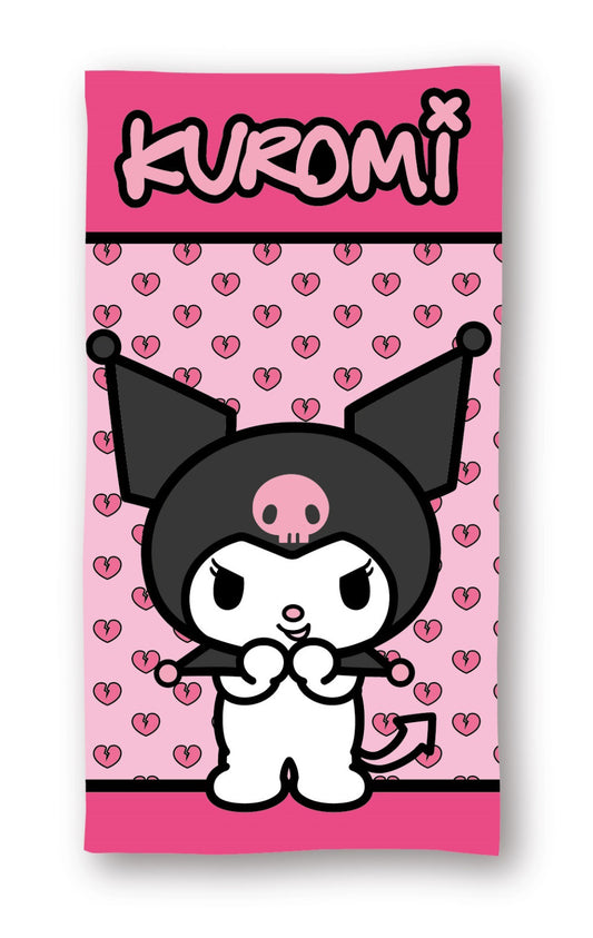 Hello Kitty Kuromi rozā vannas dvielis, pludmales dvielis 70x140cm (ātri žūstošs)