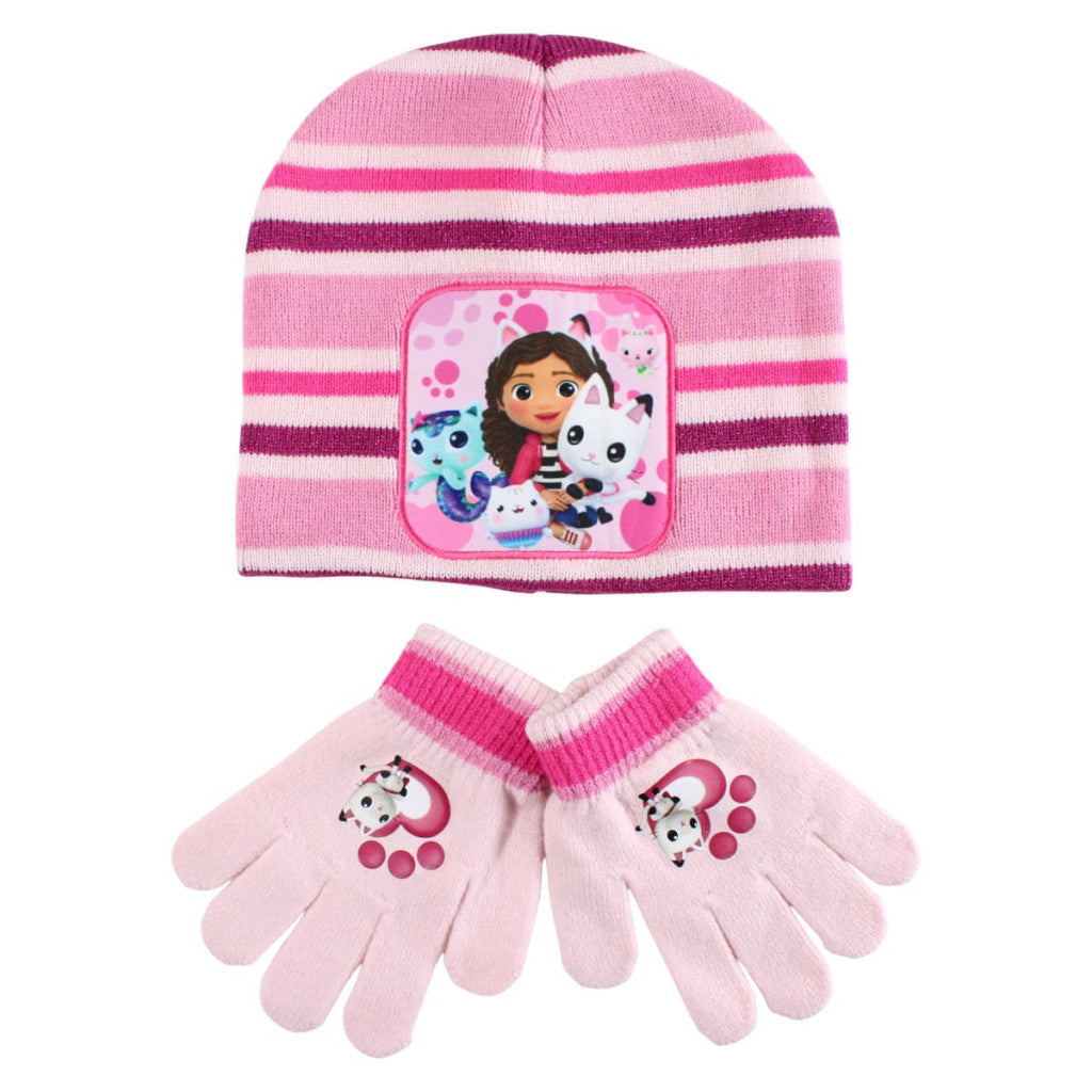 Gabby's Dollhouse Cuddle Paws bērnu cepures un cimdu komplekts
