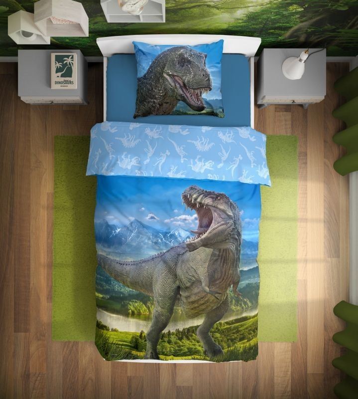 Dinozaura T-Rex gultasveļas komplekts 140√–200 cm, 70–90 cm