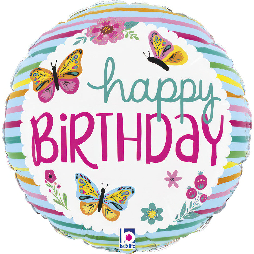Daudz laimes dzimšanas dienā Tauriņi Daudz laimes dzimšanas dienā mini folijas balons 19 cm (WP)
