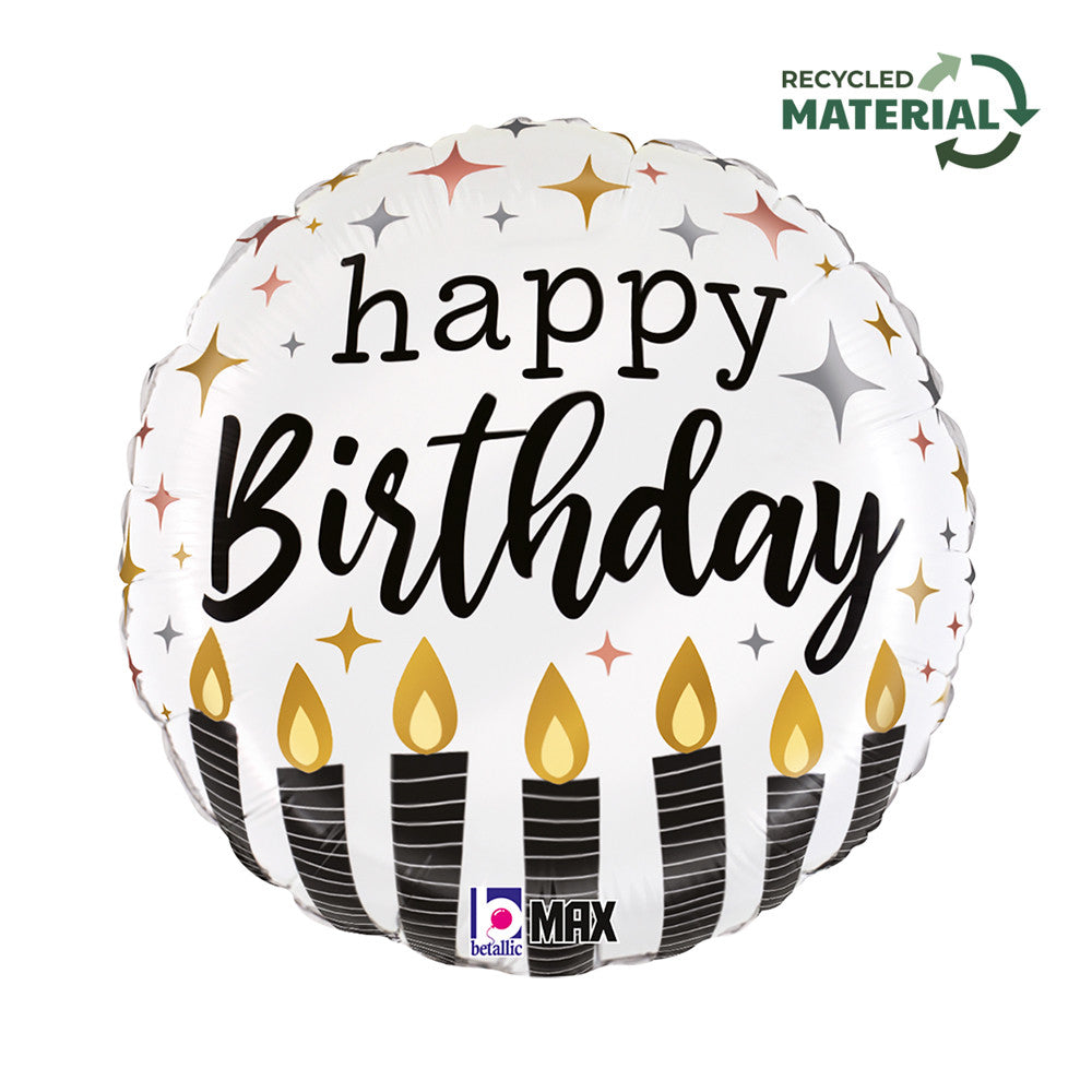 Satīna svece "Daudz laimes dzimšanas dienā" folijas balons 46 cm