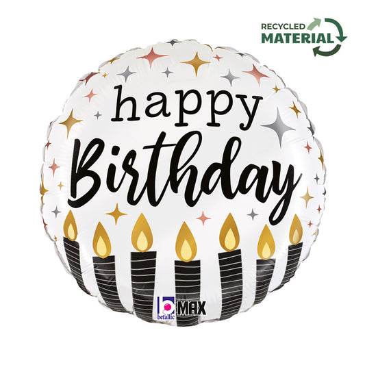Satīna svece "Daudz laimes dzimšanas dienā" folijas balons 46 cm