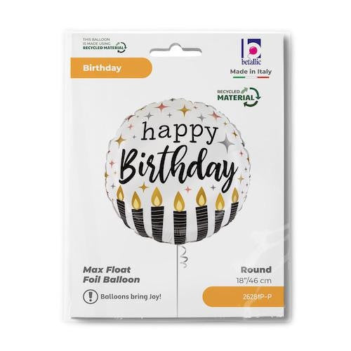 Satīna svece "Daudz laimes dzimšanas dienā" folijas balons 46 cm